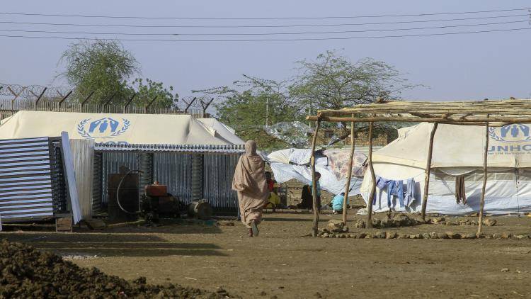 People who fled Khartoum and Jazira states in war-torn Sudan at a camp for the internally displaced in southern Gadaref state. 